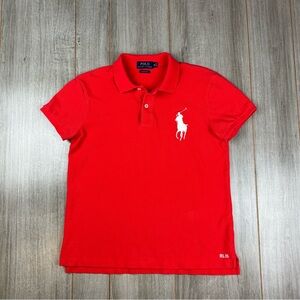 Polo Ralph Lauren Big Pony Polo Shirt Women’s M Classic For Orange Red Pique